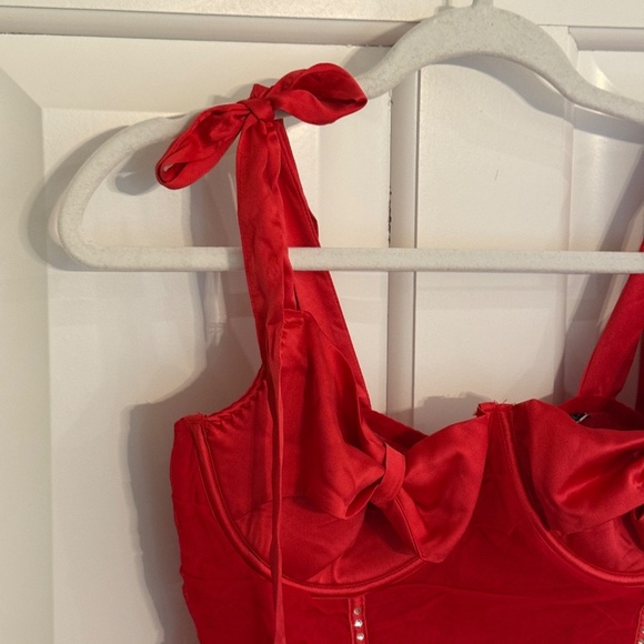 New! Victorias Secret Wicked Open-Cup Bling Ruched Slip Red 31603 - Picture 8 of 13